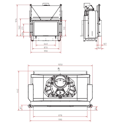 SCHMID Lina TV 8751 h/k Kristall+ Kamineinsatz 10 kW Durchsicht Schiebetür/Kippbar