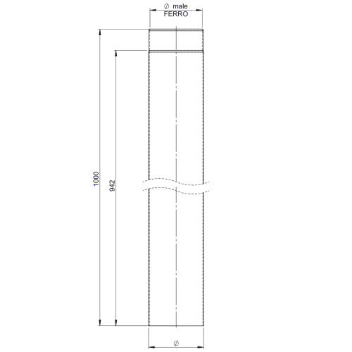 Ofenrohr - Längenelement 1000 mm schwarz - Tecnovis TEC-Stahl