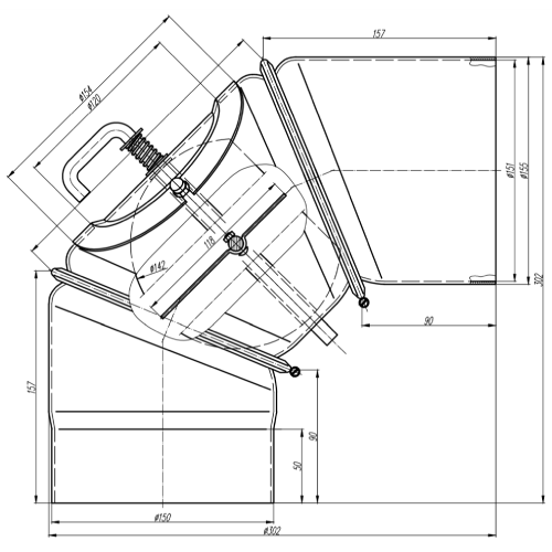 Ofenrohr - Winkel 0-90° 3-teilig mit Drosselklappe und Tür schwarz - Tecnovis TEC-Stahl