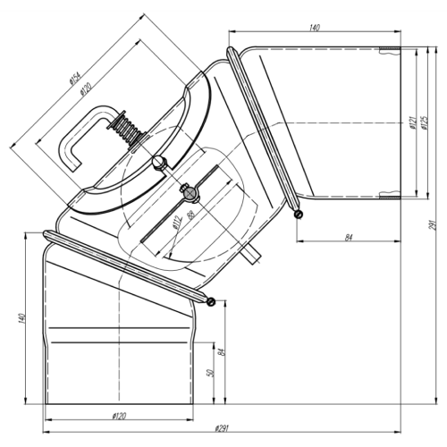 Ofenrohr - Winkel 0-90° 3-teilig mit Drosselklappe und Tür schwarz - Tecnovis TEC-Stahl