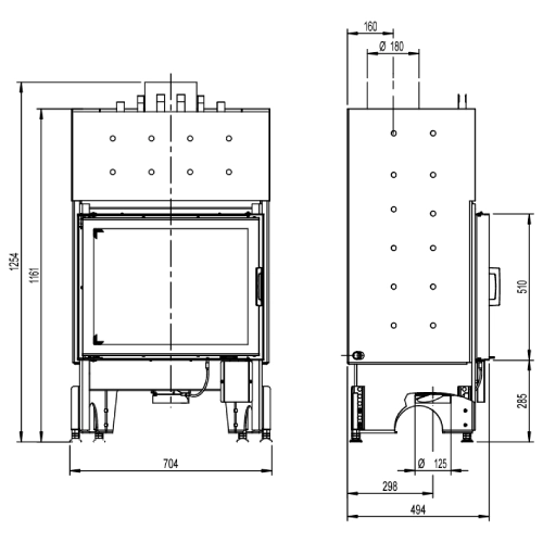 Austroflamm 65x51K aquaHEAT Kamineinsatz 12,5 kW Klapptür, wasserführend