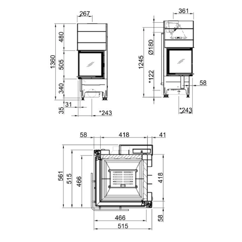 Spartherm Mini 2LRh Kamineinsatz 7 kW Schiebetür