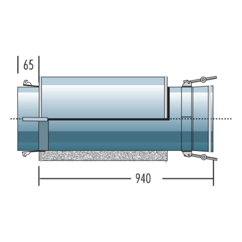 V-Rohrelement 1000 mm (für Verbindungsleitung druckdicht) - doppelwandig - Raab DW-Alkon