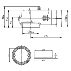 Leda - Waagerechter Guss-Heizgasstutzen Ø 145/145 mm+Rohrstutzen Ø145 mm Kaminzubehör