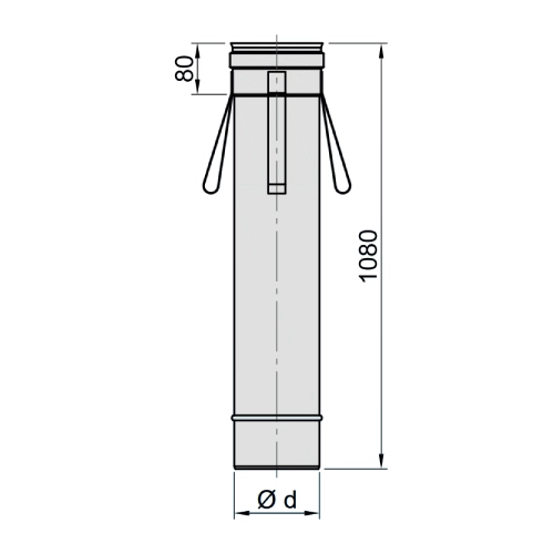 Längenelement 1080 mm mit Abstandshaltern - einwandig - eka edelstahlkamine complex E