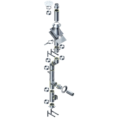 Edelstahlschornstein Bausatz Ø 130 mm - doppelwandig - Raab DW 25 Optilife