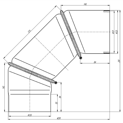 Ofenrohr - Winkel 0-90° 3-teilig ohne Tür schwarz - Tecnovis TEC-Stahl