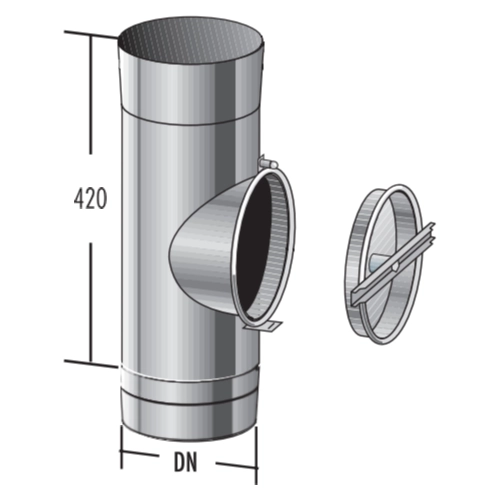 T-Stück mit Verschluss BHKW - einwandig - Raab EW-FU
