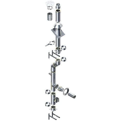 Edelstahlschornstein Bausatz Ø 130 mm - doppelwandig - Raab DW 25 Optilife