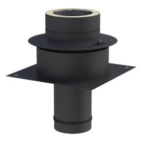 Grundplatte für Kaminerhöhung bis 120°C/P1 (mit rundem Einschub) - doppelwandig - Jeremias DW-BLACK