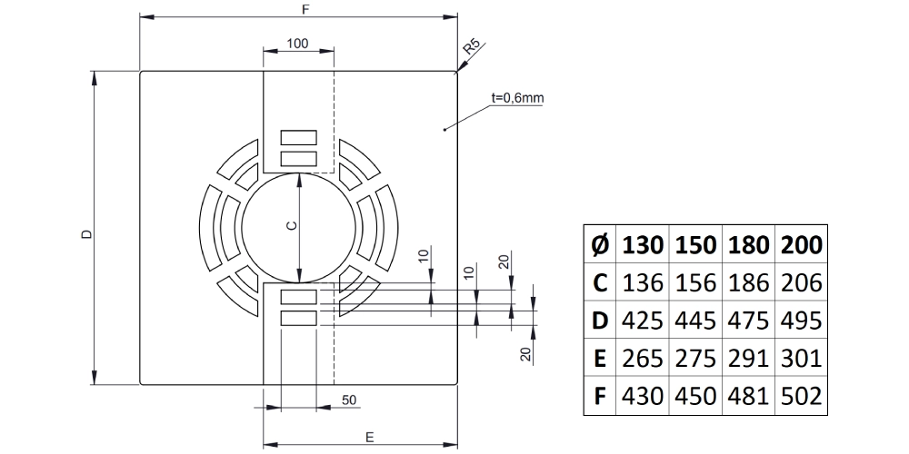 Deckenblende für Hinterlüftung, zweiteilig, 0-30° - doppelwandig - Jeremias DW-WHITE