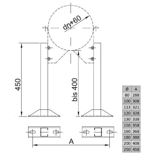 Verlängerungsrohr für statischen Wandhalter 450 mm - doppelwandig - Reuter DW-Systeme