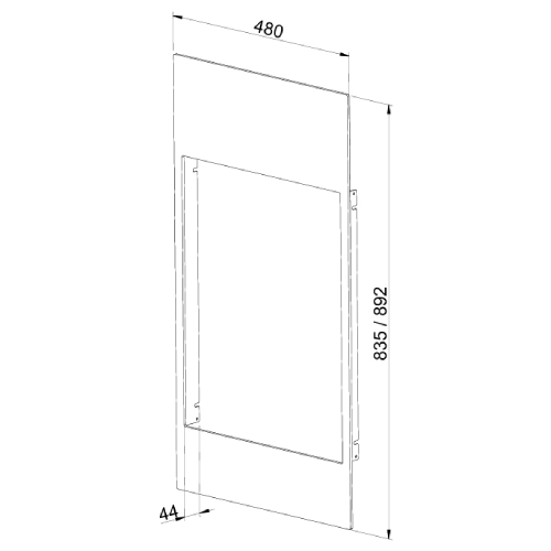 Leda - Stahl-Frontplatte H892 x B480 mm (6 mm), schwarz pulverbeschichtet Kaminzubehör