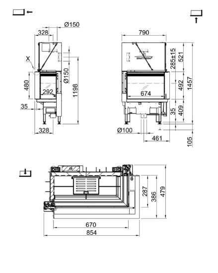 Spartherm Lean 2R-70h Kamineinsatz 7,9 kW Schiebetür