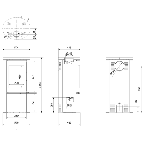 Kratki Ab Beton Serpentynit Kaminofen 8 kW