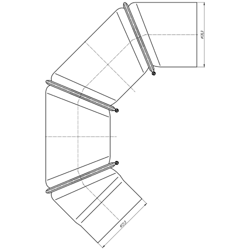 Ofenrohr - Winkel 0-90° 4-teilig ohne Tür schwarz - Tecnovis TEC-Stahl