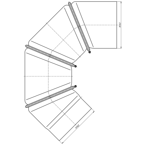 Ofenrohr - Winkel 0-90° 4-teilig ohne Tür schwarz - Tecnovis TEC-Stahl