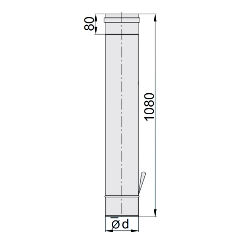 Längenelement 1080 mm mit Ablassschlaufe - einwandig - eka edelstahlkamine complex E