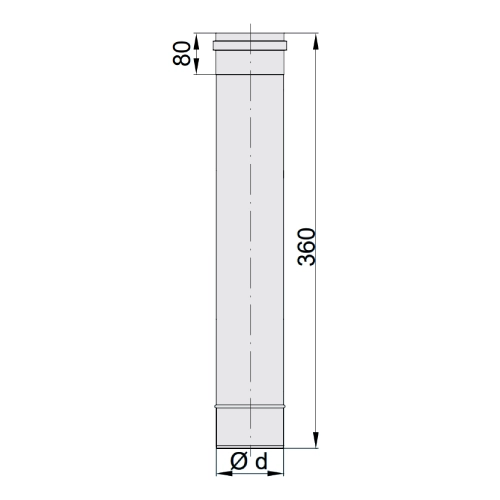 Längenelement 360 mm - einwandig - eka edelstahlkamine complex E