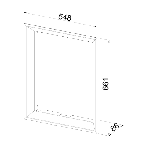 Leda - Einbaurahmen, tief ausgestellt, schwarz (pulverbeschichtet), 548 x 661 mm Kaminzubehör