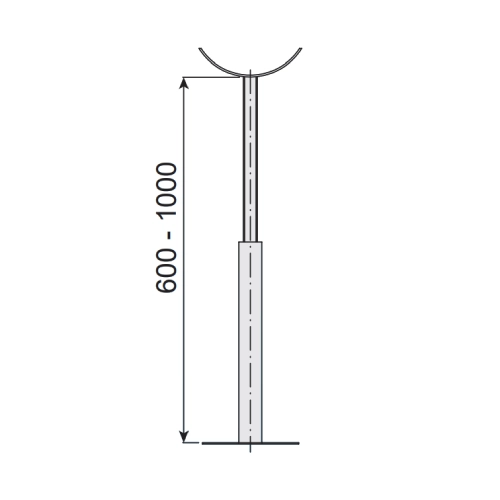 Stützfuß 600 - 1000 mm mit Schale - doppelwandig - eka edelstahlkamine complex D