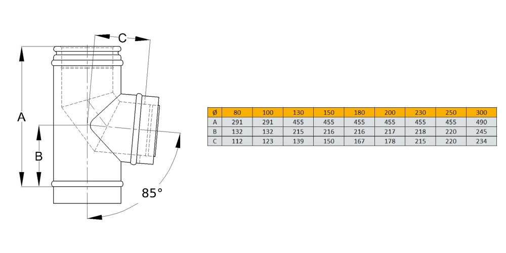 Rauchrohranschluss 85° - doppelwandig - Schiedel ICS