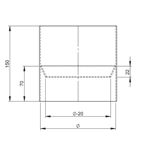 Ofenrohr - Längenelement 150 mm mit Kondensatring (ohne Einzug) - gussgrau - Tecnovis TEC-Stahl