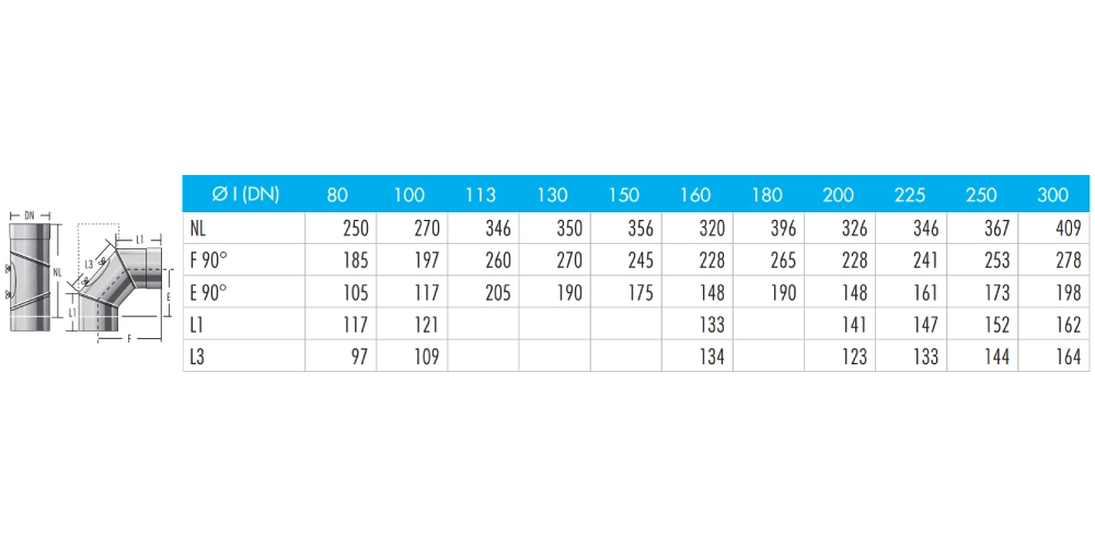 Bogen verstellbar 0-90° mit RV (nur für Trockenbetrieb) - einwandig - Raab EW-FU