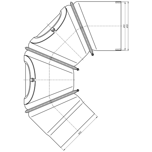 Ofenrohr - Winkel 0-90° 4-teilig mit 2 Türen schwarz - Tecnovis TEC-Stahl