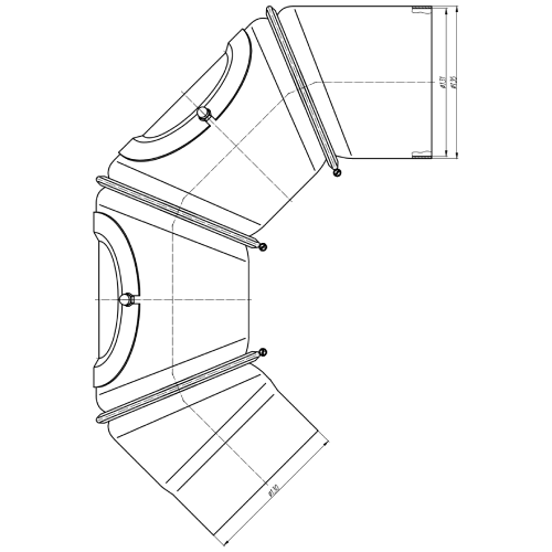 Ofenrohr - Winkel 0-90° 4-teilig mit 2 Türen schwarz - Tecnovis TEC-Stahl