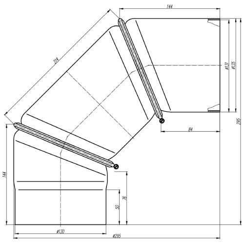 Ofenrohr - Winkel 0-90° 3-teilig ohne Tür schwarz - Tecnovis TEC-Stahl