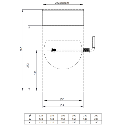 Ofenrohr - Längenelement 300 mm mit Drosselklappe gussgrau - Tecnovis TEC-Stahl