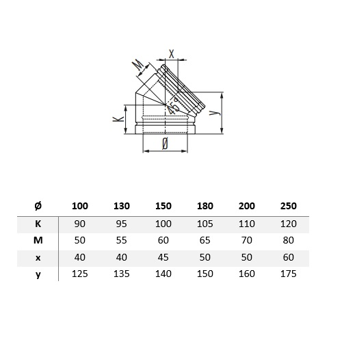 Bogen 45° - doppelwandig - Schiedel Metaloterm MF