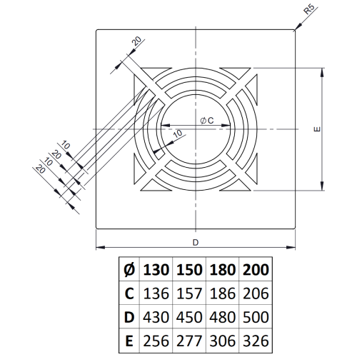 Deckenblende für Hinterlüftung, einteilig, 0° - doppelwandig - Jeremias DW-WHITE