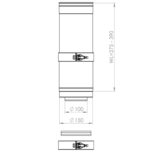 Längen-Ausgleichselement 275-390 mm Ø150/100 mm - DRU LAS ES-I 150/100