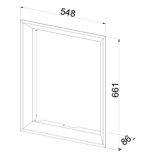 Leda - Einbaurahmen, tief ausgestellt, Edelstahl, 548 x 661 mm Kaminzubehör