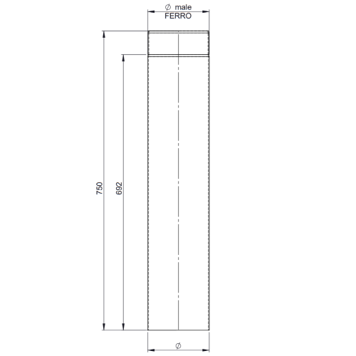 Ofenrohr - Längenelement 750 mm schwarz - Tecnovis TEC-Stahl