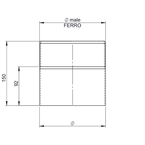 Ofenrohr - Längenelement 150 mm gussgrau - Tecnovis TEC-Stahl