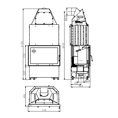 Haas und Sohn AQUA Kamineinsatz 17 kW wasserführend