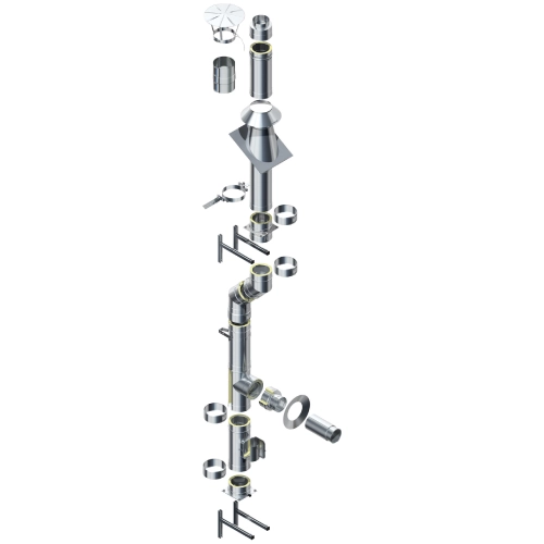 Edelstahlschornstein Bausatz Ø 150 mm - doppelwandig - Raab DW 25 Optilife