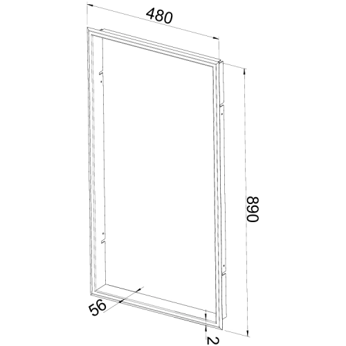 Leda - Frontrahmen für Frontplattenset, schwarz (pulverbeschichtet), 480 x 890 mm Kaminzubehör