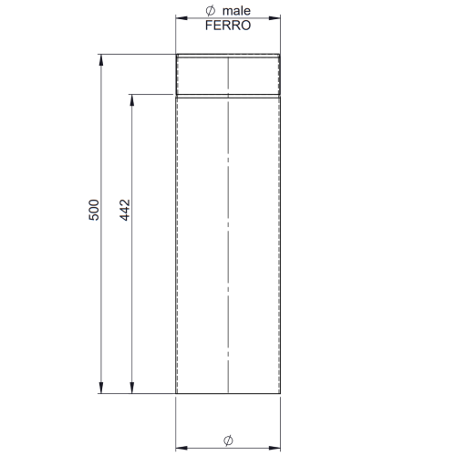 Ofenrohr - Längenelement 500 mm schwarz - Tecnovis TEC-Stahl