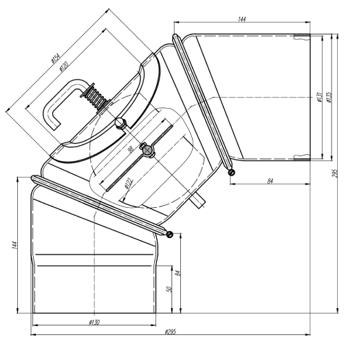 Ofenrohr - Winkel 0-90° 3-teilig mit Drosselklappe und Tür schwarz - Tecnovis TEC-Stahl