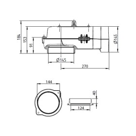 Leda - Waagerechter Guss-Heizgasstutzen Ø 145/145 mm+Heizgasstutzen Ø145 mm Kaminzubehör