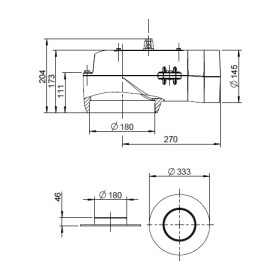 Leda - Waagerechter Guss-Heizgasstutzen Ø145 mm + Guss-Heizgasstutzen Ø180 mm Kaminzubehör