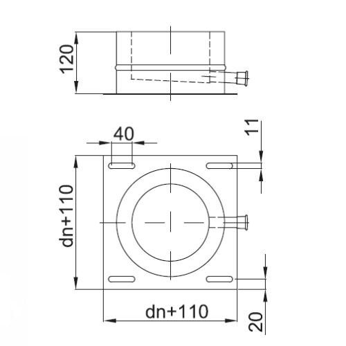Grundplatte für Sockelmontage mit Außennippel - doppelwandig - Reuter DW-BLUE