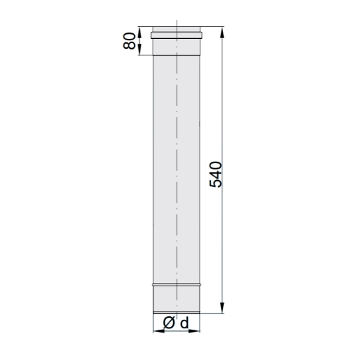 Längenelement 540 mm - einwandig - eka edelstahlkamine complex E