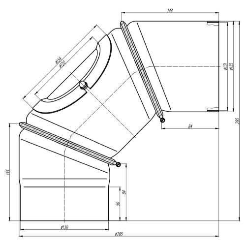 Ofenrohr - Winkel 0-90° 3-teilig mit Tür - schwarz - Tecnovis TEC-Stahl