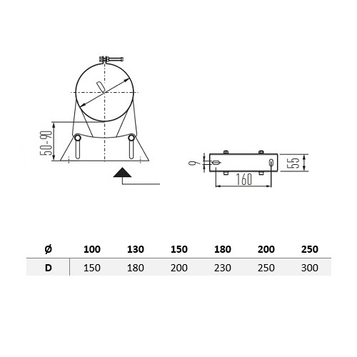 Wandhalter verstellbar 50-90 mm - doppelwandig - Schiedel  Metaloterm MF