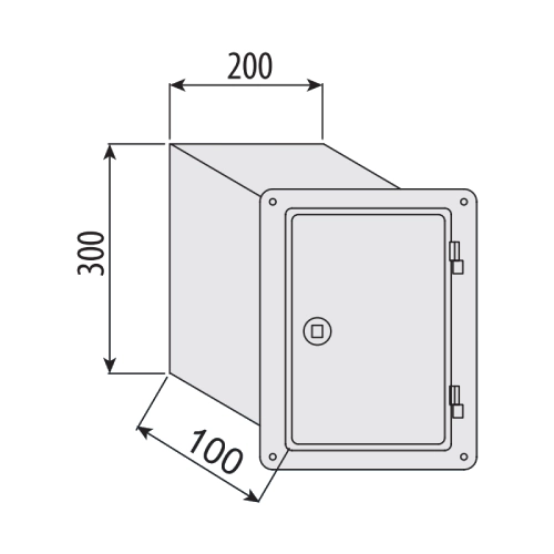 Edelstahltür mit Putzrahmen 100 mm, 200x300 mm - einwandig - eka edelstahlkamine complex E